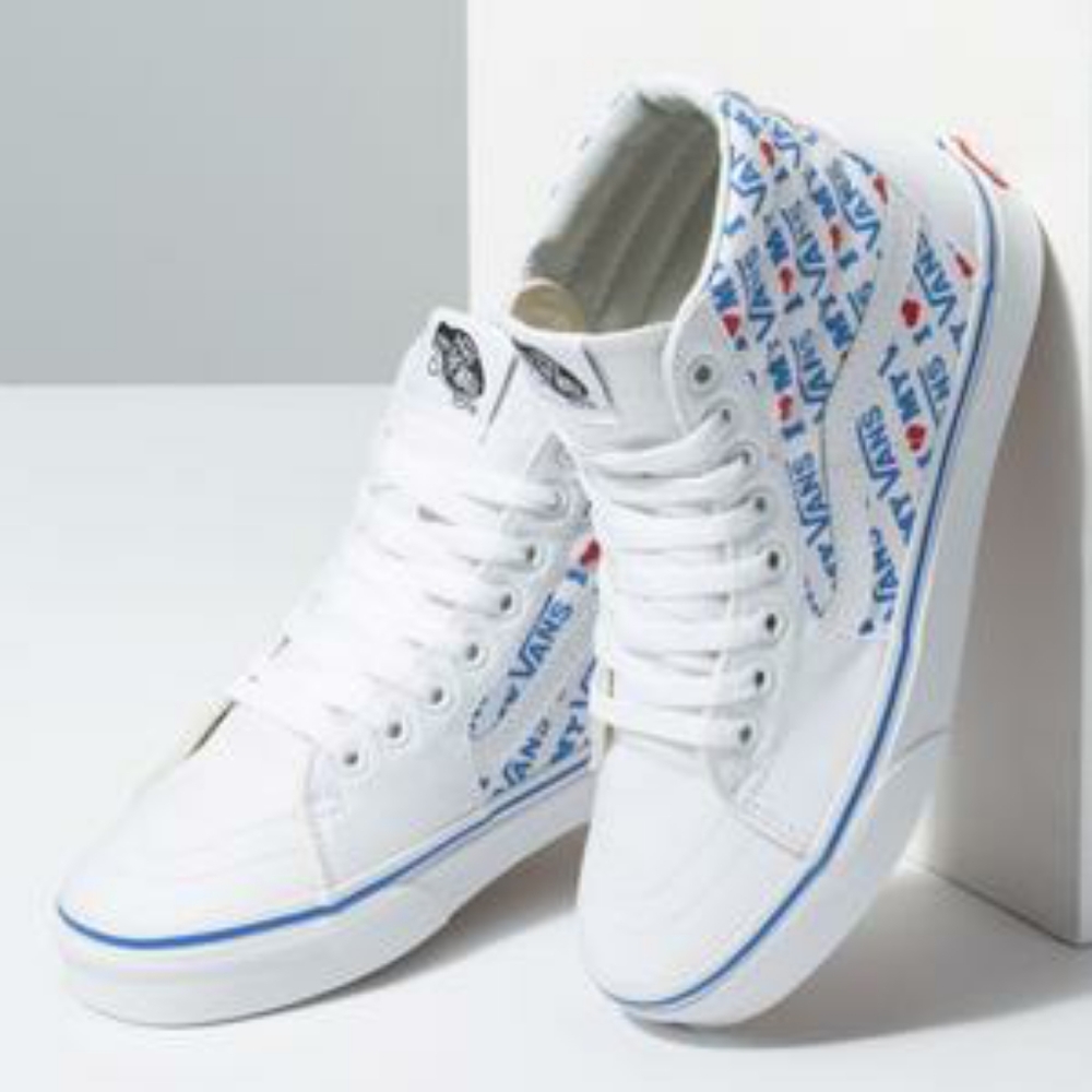 Vans unisex high tops red white blue M7 W8.5 New - Picture 2 of 4